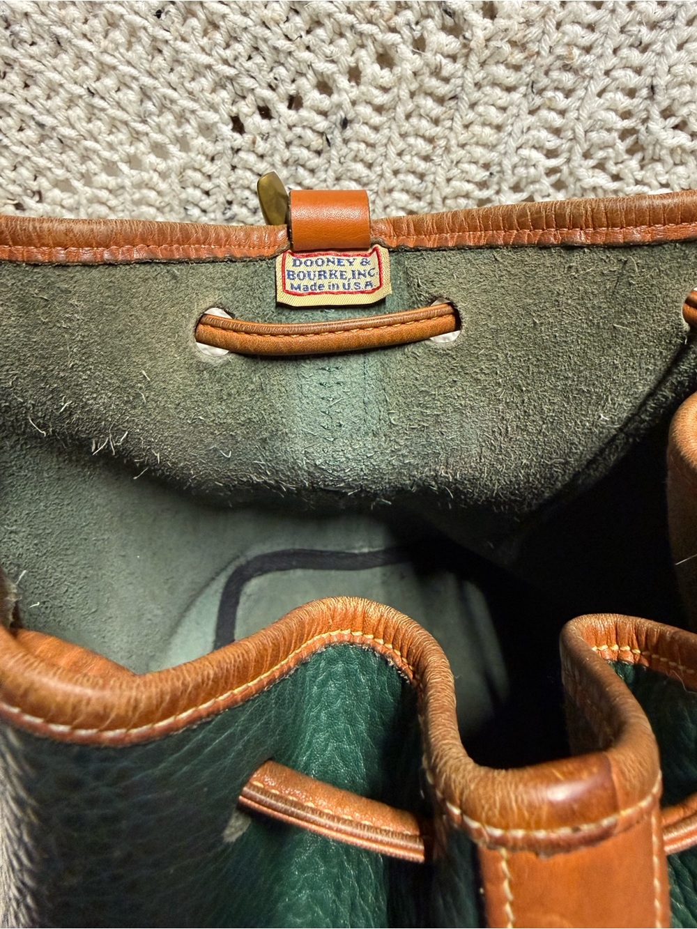 Vintage Dooney & Bourke Fir Green Drawstring Bucket Bag - Picture 11 of 12